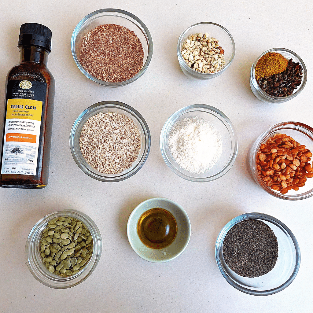 Bariatric Seed Trick – Spoonful of chia, flax, and fennel seeds on a plate.