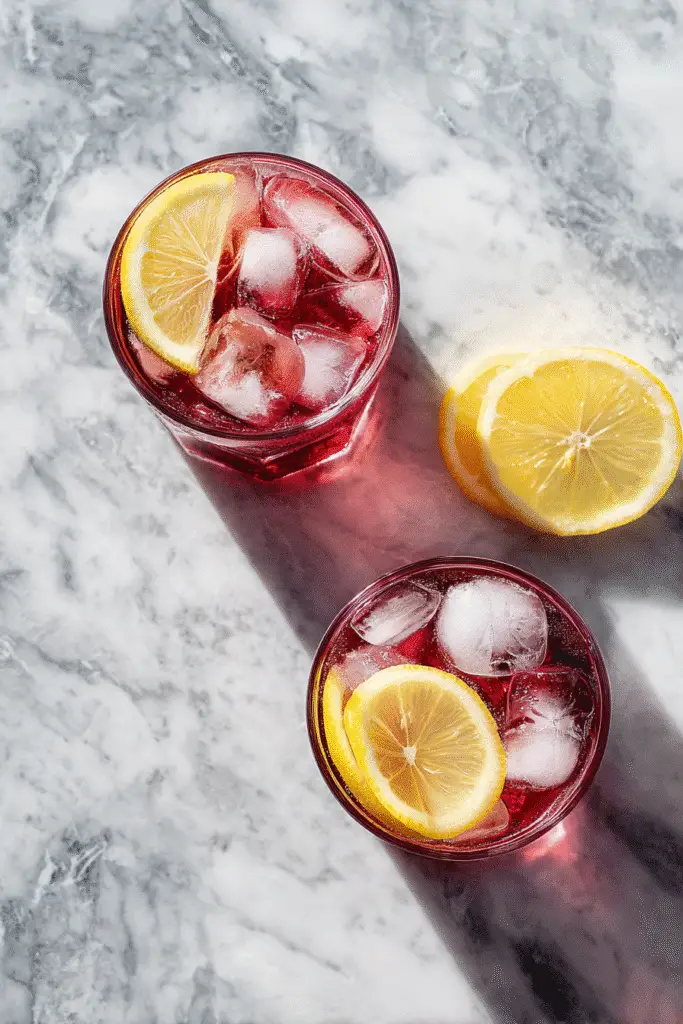Hibiscus water benefits shown with mint leaves and orange slices