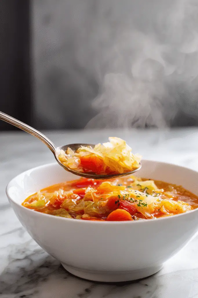 Weight loss cabbage soup recipe served hot