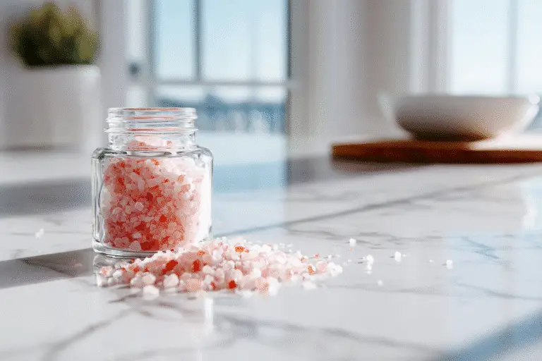 Strawberry salt sprinkled on vanilla ice cream