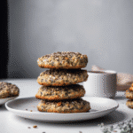 Stack of seedy quinoa breakfast cookies on a plate