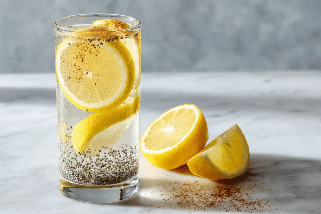 Side view of Zepbound drink with cinnamon and ice