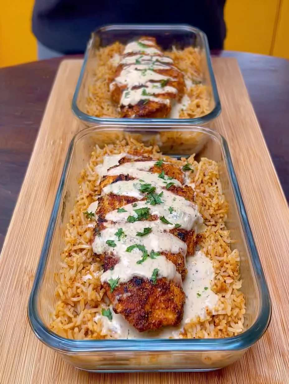 High Protein Creamy Cajun Chicken with Garlic Rice