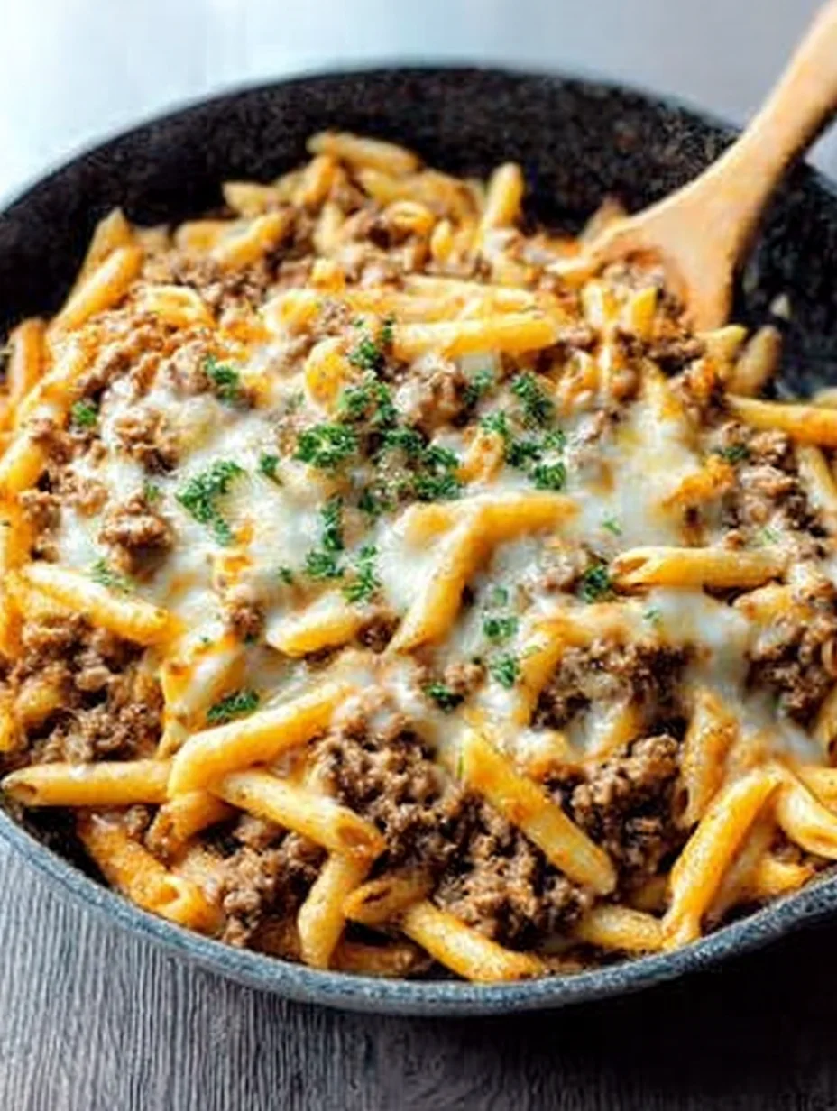 Cheesy Ground Beef Pasta Skillet