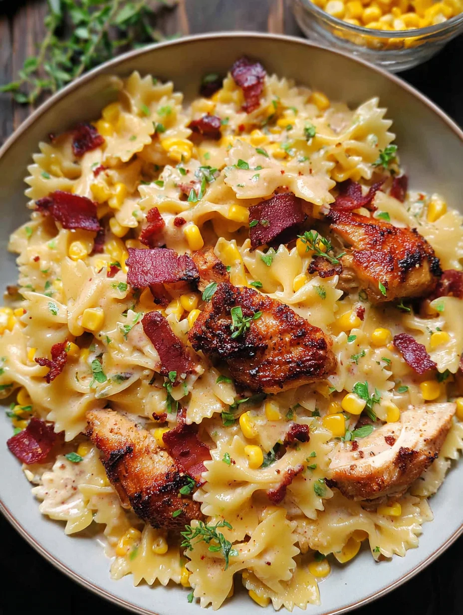 Creamy Chicken and Corn Pasta with Bacon
