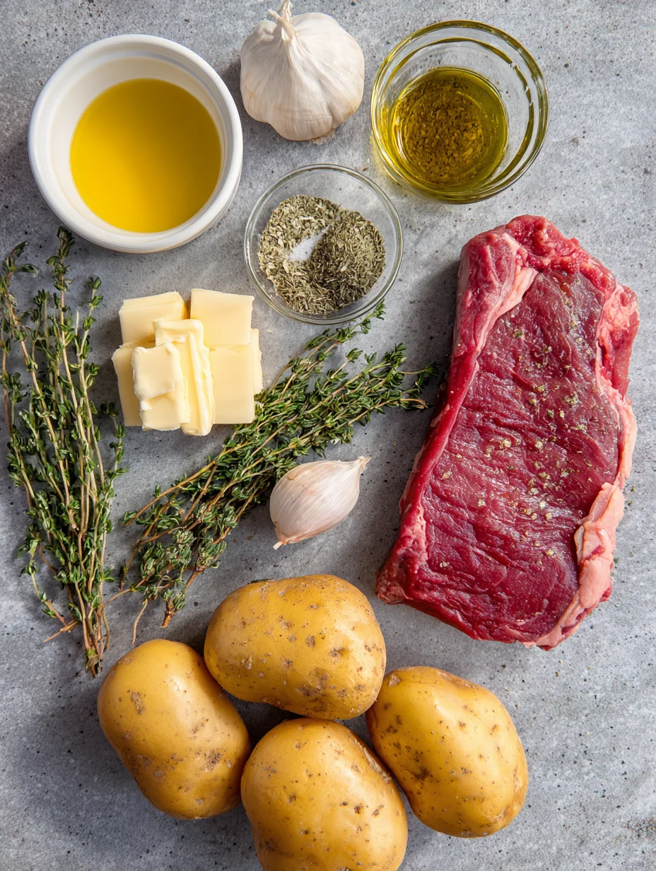 Garlic Butter Steak Bites and Potatoes