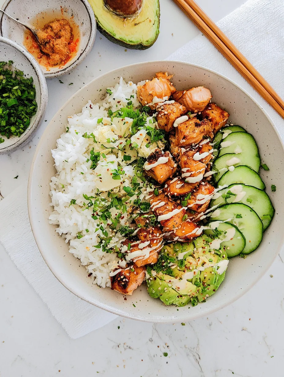 Spicy Salmon Bowls with Coconut Rice