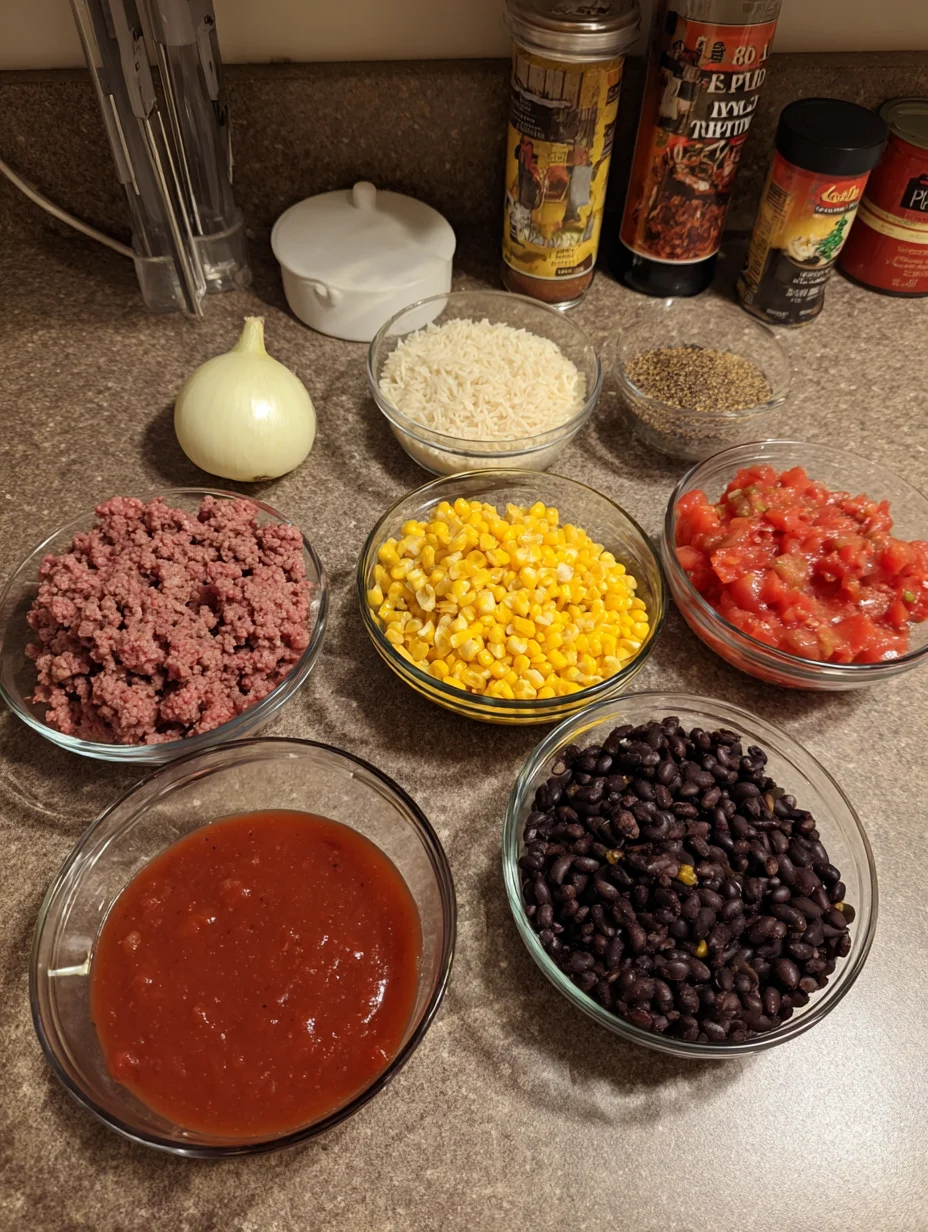 Beef Enchilada Casserole with Rice