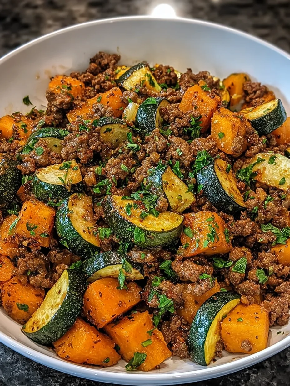 Ground Beef Zucchini Sweet Potato Skillet