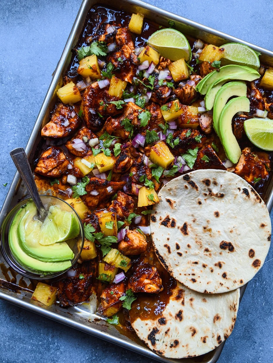 One Pan Chicken & Pineapple Tacos