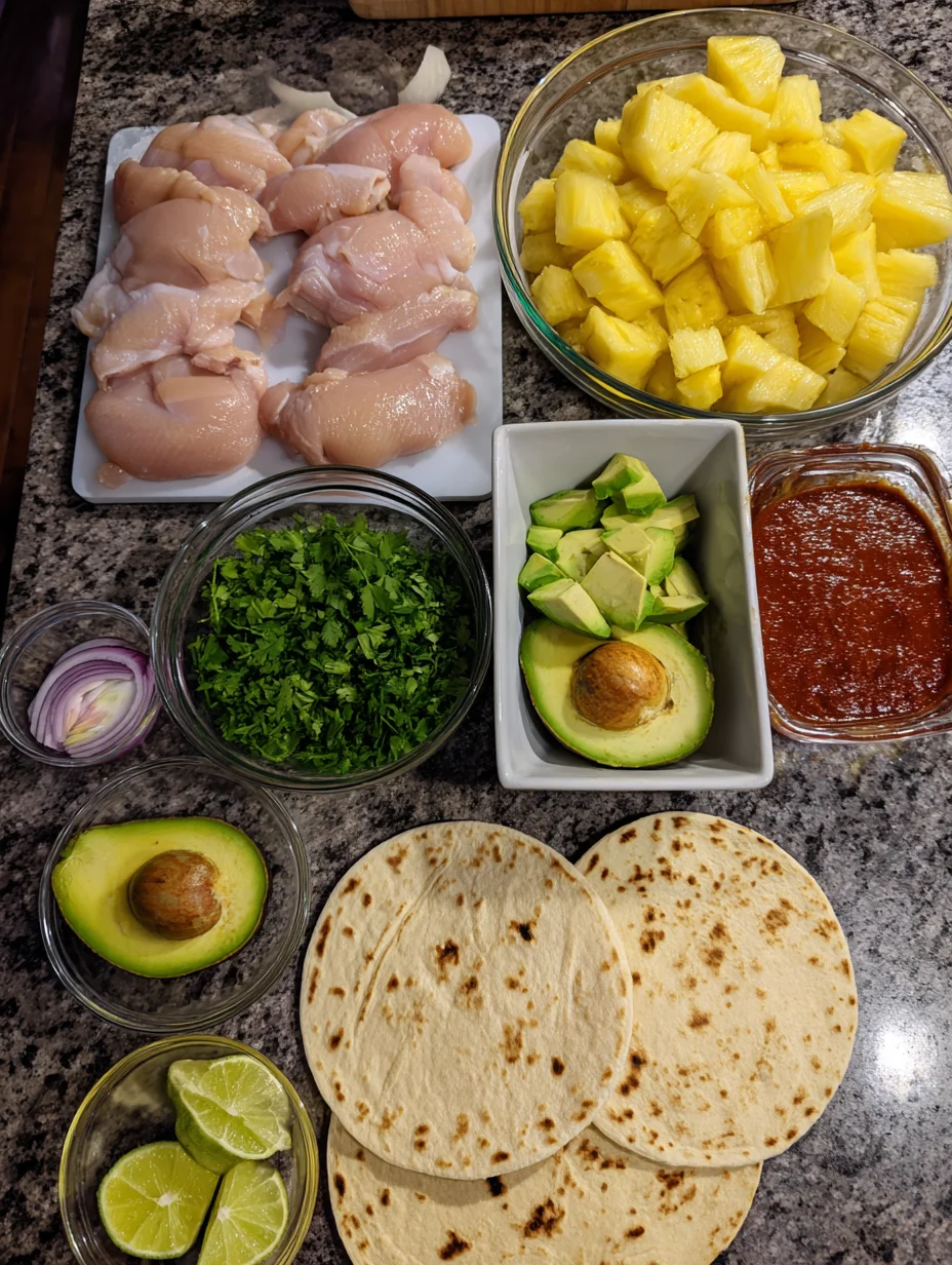 One Pan Chicken & Pineapple Tacos