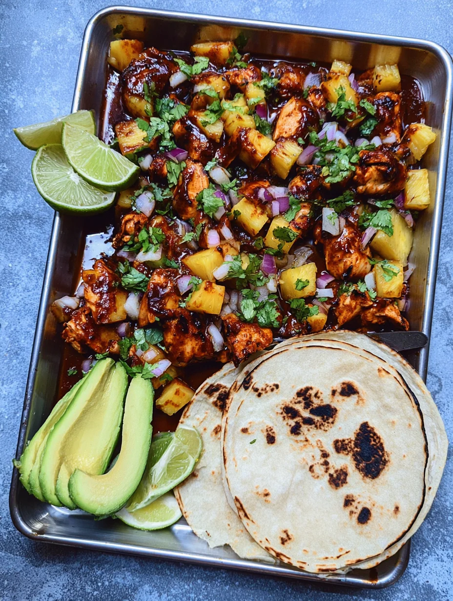 One Pan Chicken & Pineapple Tacos