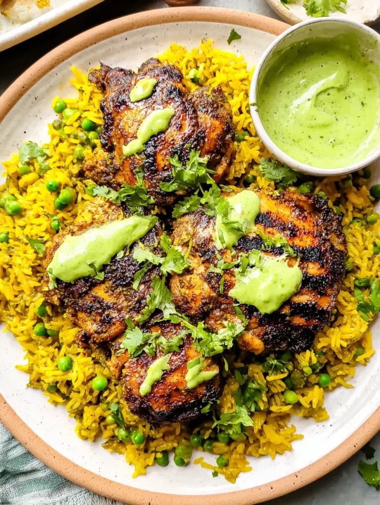 Peruvian Chicken and Rice with Green Sauce
