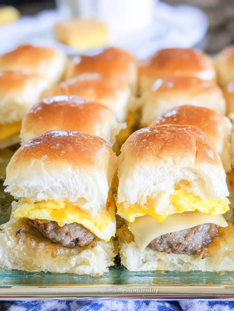 Sausage Egg and Cheese Breakfast Sliders with Syrup Glaze