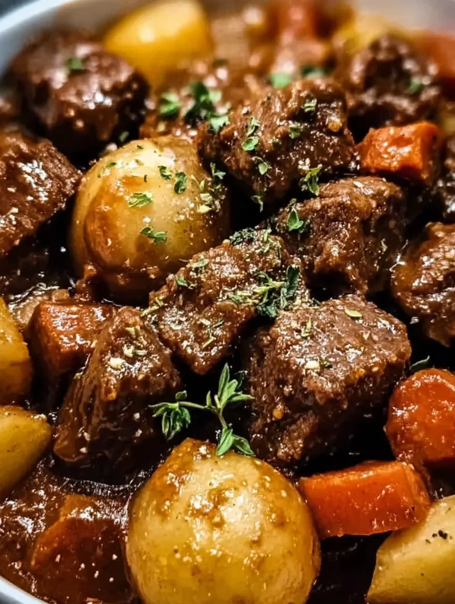 Slow Cooker Garlic Butter Beef Bites & Potatoes