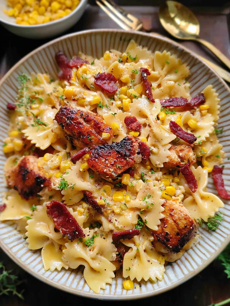 Creamy Chicken and Corn Pasta with Bacon