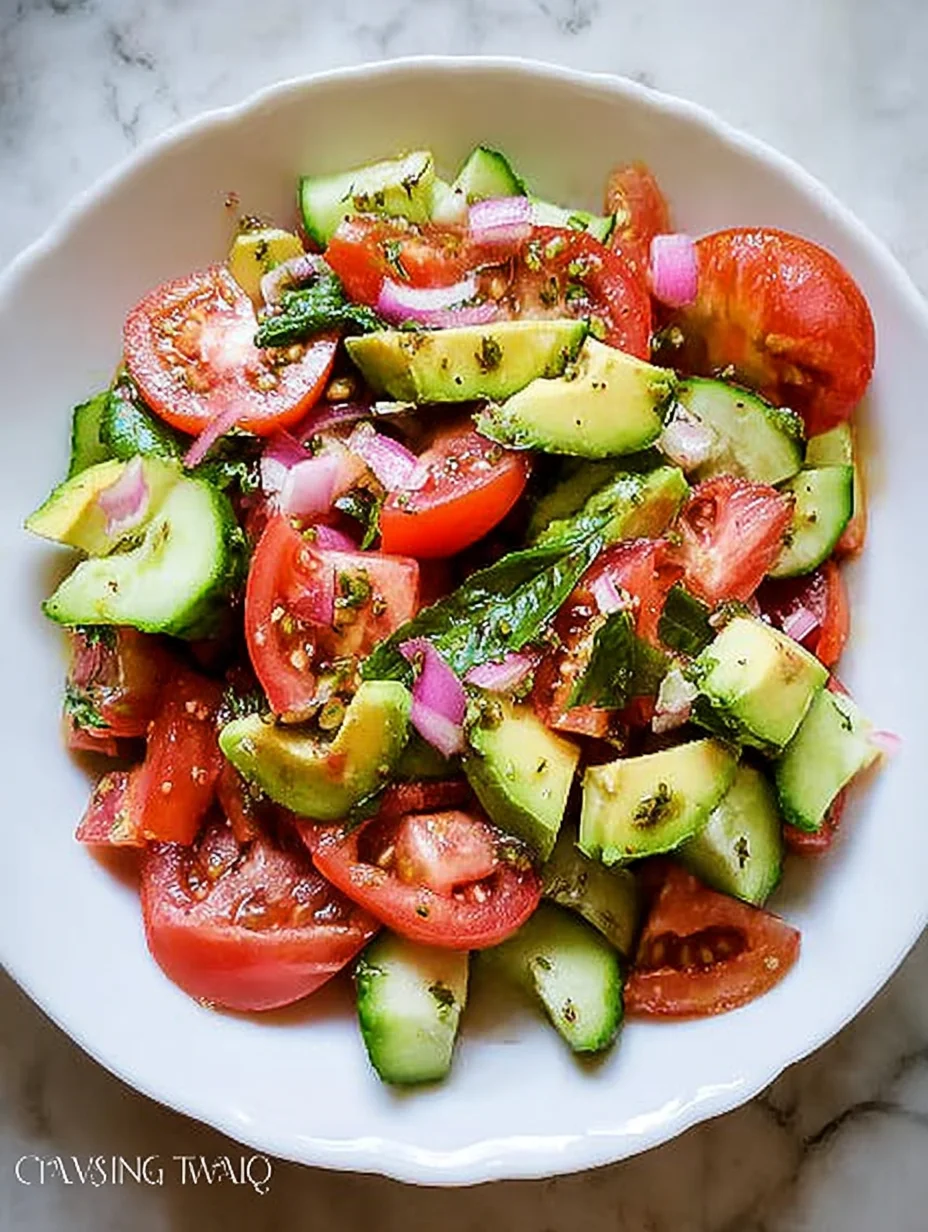 Cucumber Tomato and Avocado Salad