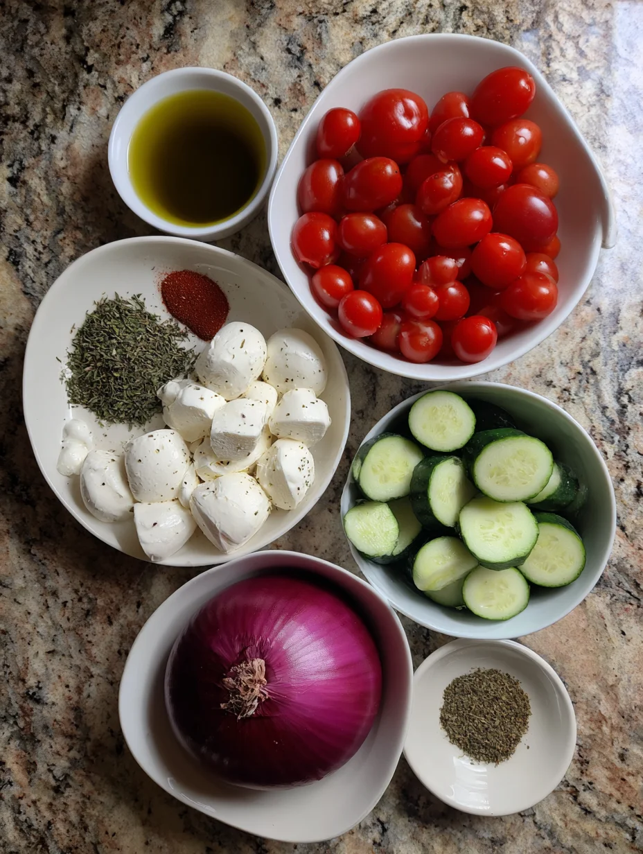 Fresh Cucumber Caprese Salad