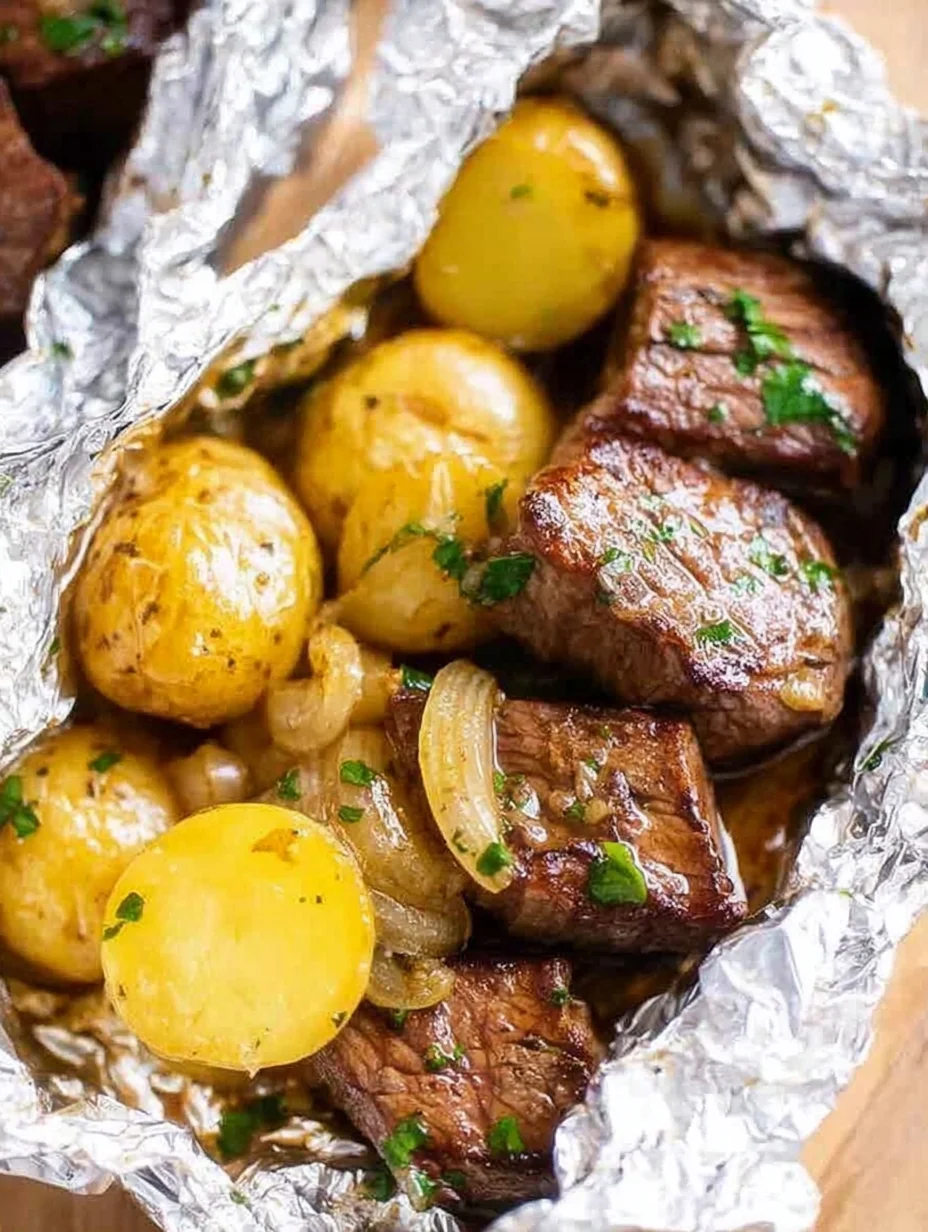 Garlic Butter Steak and Potato Foil Packets