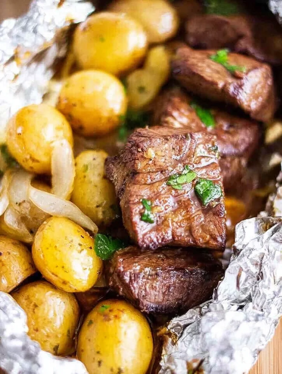 Garlic Butter Steak and Potato Foil Packets