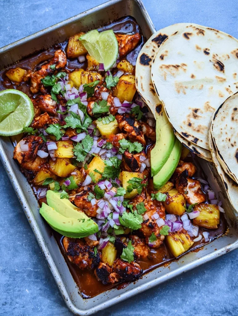 One Pan Chicken & Pineapple Tacos
