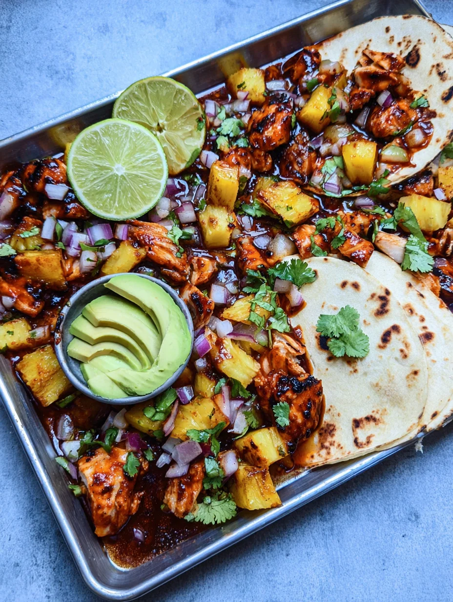One Pan Chicken & Pineapple Tacos