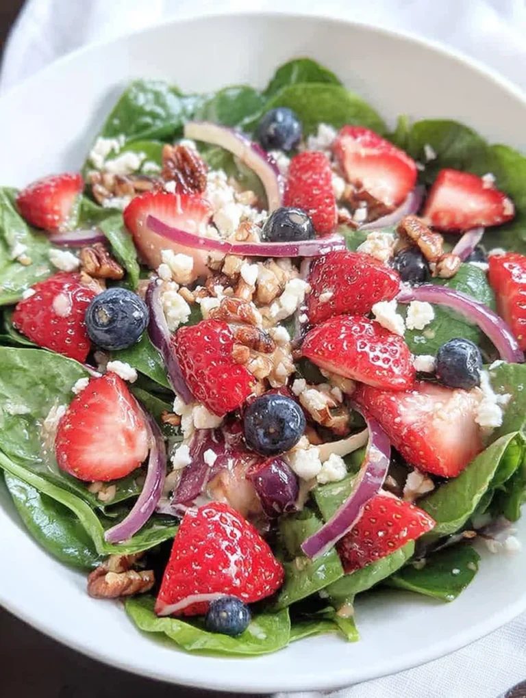 Spinach Strawberry Salad with Feta Cheese