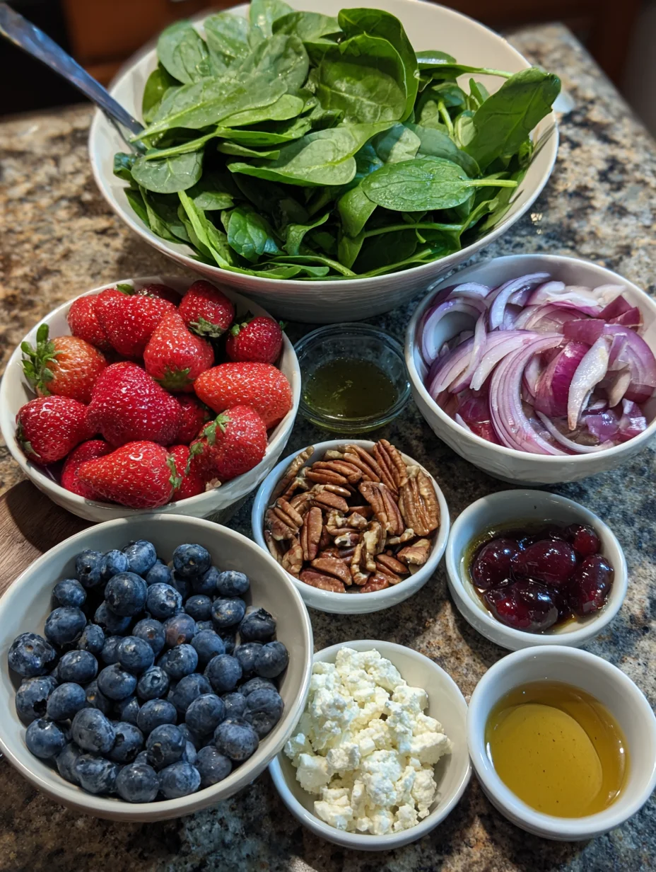 Spinach Strawberry Salad with Feta Cheese