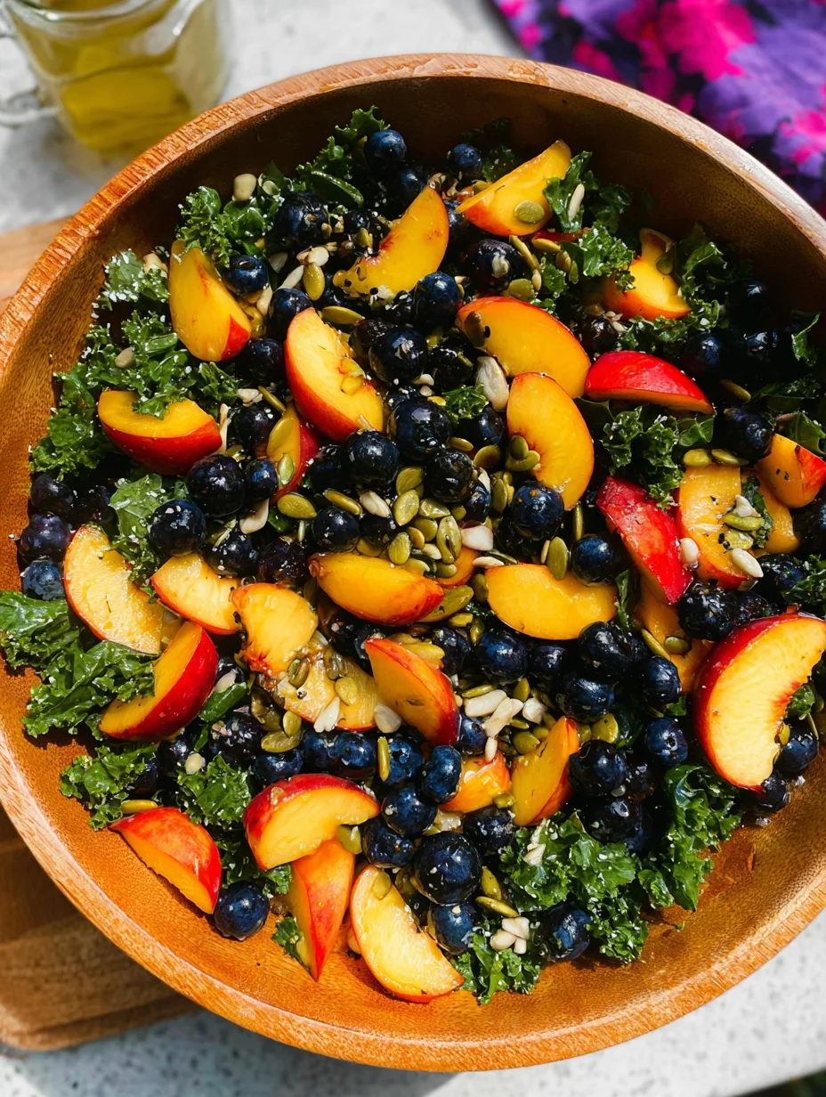 Summer Peach Blueberry Kale Salad