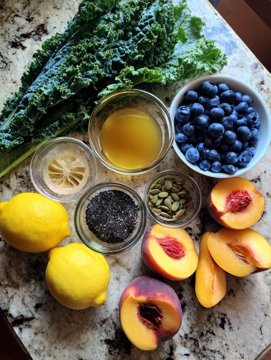 Summer Peach Blueberry Kale Salad